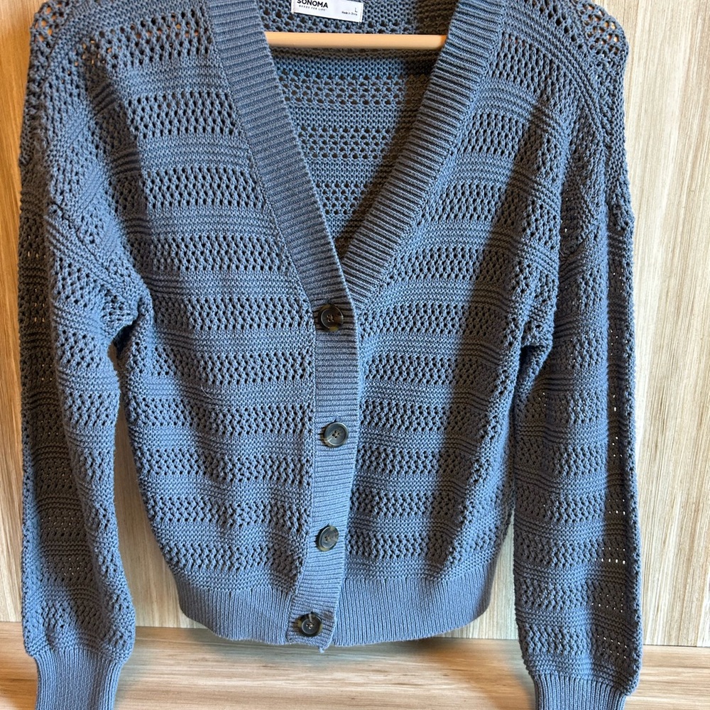 Sonoma Blue Open-Knit Cardigan